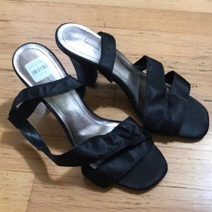 Black satin heels 10
